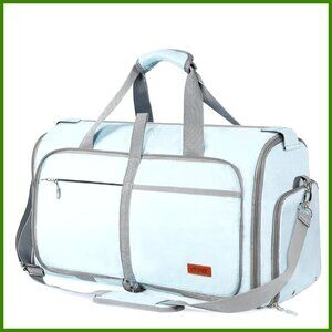 Foldable Garment Duffle Bag with Shoe Compartment, Water Resistant Polyester